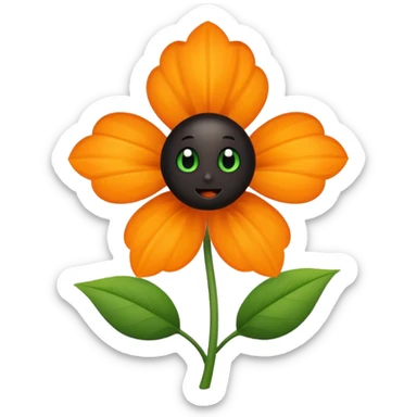 Green stem, white bud with black cartoony face: ;p. And six heart shaped yellowish orange petals sticker