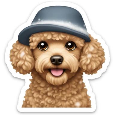 Apricot Toy poodle with snow hat sticker