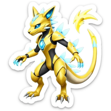 Modern Cyber Lombax-Zeraora-Fakémon-creature, full body sticker