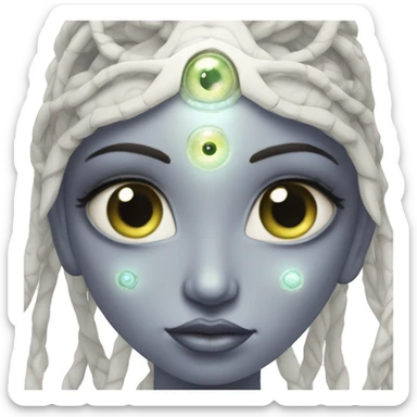 Ethereal alien goddess with cyborg eye sticker
