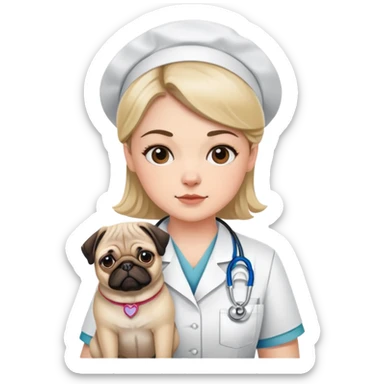 veterinary nurse with pug sticker