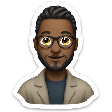 Designer with man bun and glasses dark hair light skin sticker