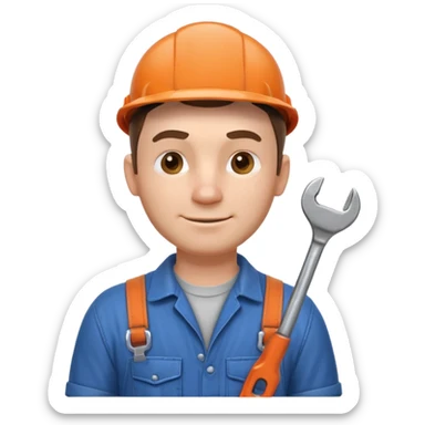 mechanic man portrait, head and shoulders only, wearing work overalls, holding a wrench, slight grease marks on face, confident friendly expression, garage workshop vibe, 3D cartoon style, mobile game icon style, clean background, no text, no watermark
  sticker