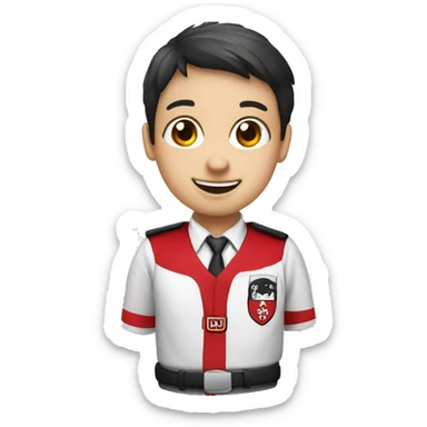 un panda rojo, con uniforme de escuela universitaria sticker