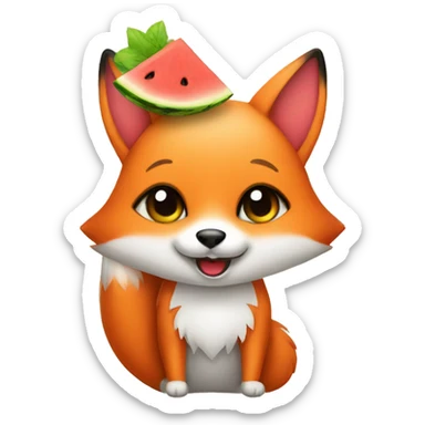 cute fox with watermelon sticker