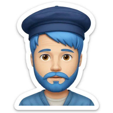 brad pitt, blue hair, hat, beard sticker