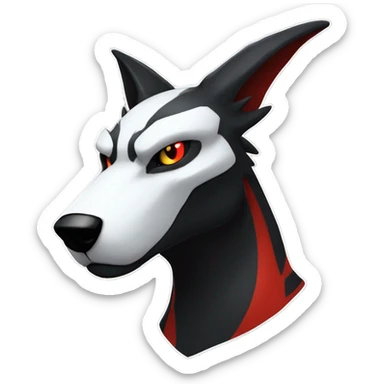 Black Cool Edgy Sergal-Houndoom-Fakémon  with White and Red Edgy markings sticker