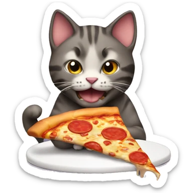 cat eating pizza sticker