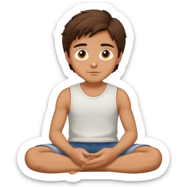 Brunet Hair Hazel Eyes man sitting criss cross ready for story time sticker