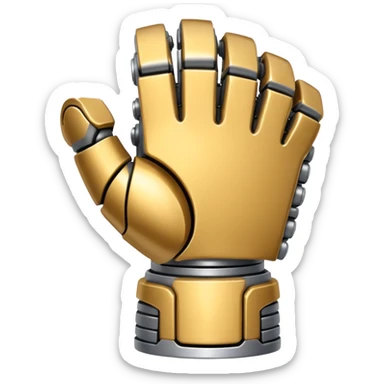 back of a robotic metal fist sticker