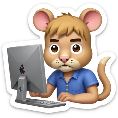 a Minecraft character (with the skin the YouTuber RabidGerbil773 uses)  in front of a computer annoyed  sticker
