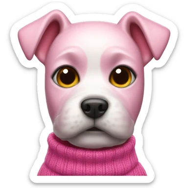 pink dog in sweater  sticker