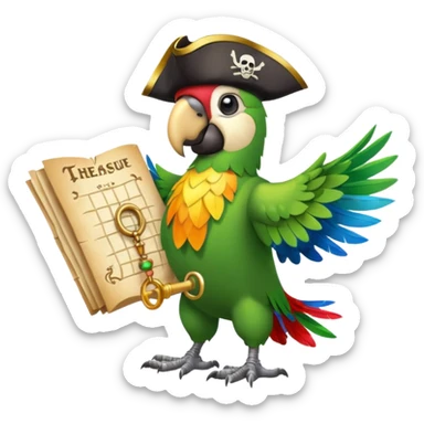 pirate parrot with treasure map sticker