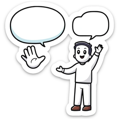 cartoon character asking for more with speech bubble sticker