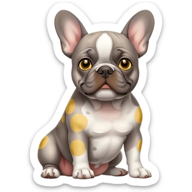 frenchie grey brown with yellow spots  sticker