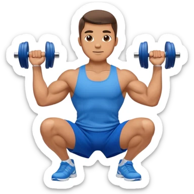 man with blue shorts doing side-lateral raise (T pose) with light dumbbells sticker