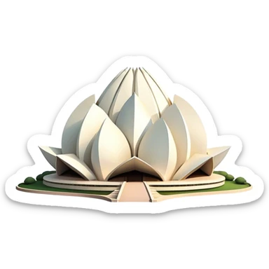 Cinematic Realistic Lotus Temple Landmark Emoji, showcasing the modern architectural marvel with petal‚Äêlike structures rendered with dynamic lighting and graceful textures. sticker