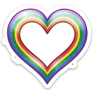 rainbow glitter heart sticker