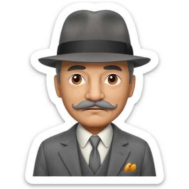 Aged mobster with colored suit and hat and mustache sticker