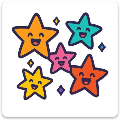 energetic and colorful little stars sticker