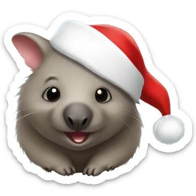 Wombat with santa hat sticker