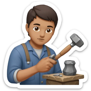 a sculptor during sculpting rock sticker