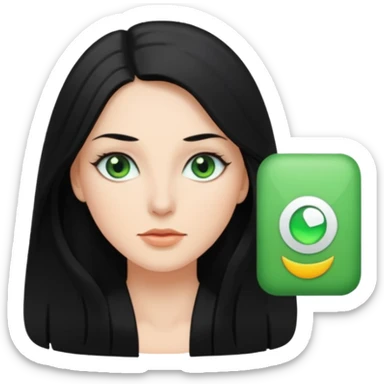 femme blanche, cheveux long, lisse et noir sticker