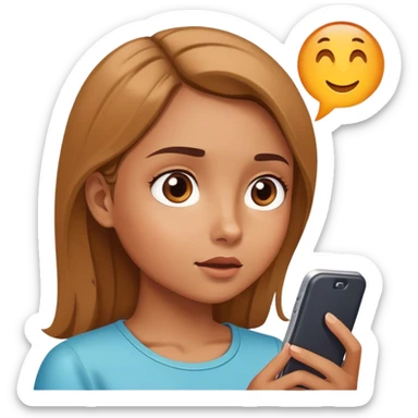 A girl with her phone looking up sticker