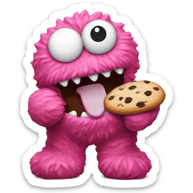 Pink cookie monster devouring cookies sticker