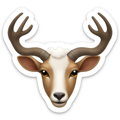 male head with goat ears and roe deer antler sticker