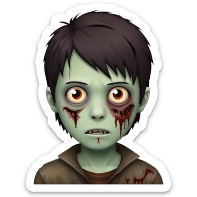 boy zombie with darkish brown emo hair, not so harmed sticker