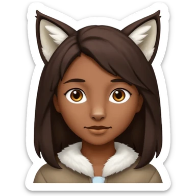 Homme Hybride au cheveux marron foncé avec des oreilles de lynx blanc sticker