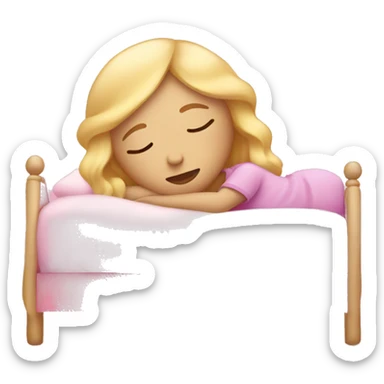 Blonde hair girl sleeping in pink bed sticker