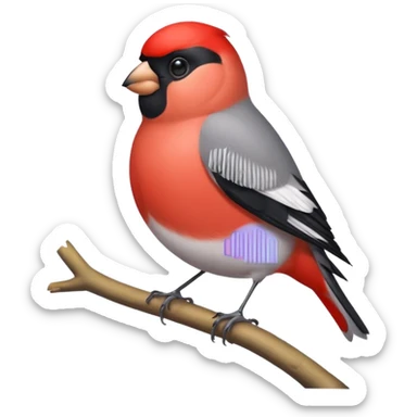 Round and cute bullfinch sticker