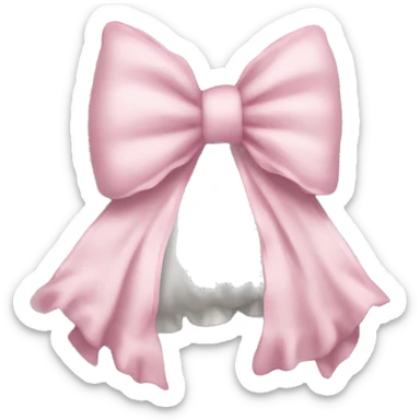 White ruffled pillow with light pink bow sticker
