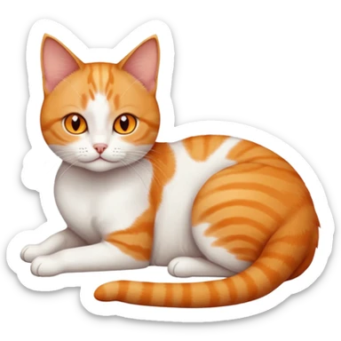 full body tiny short hair ginger and white cat with orange eyes lying down sticker