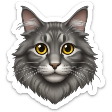 A dark grey maine coon cat sticker