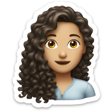 A brunette girl with long curly hair sticker