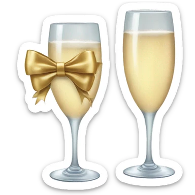 champange glass and with a bow sticker