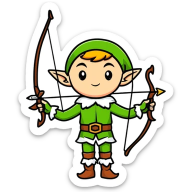 Elf archer with pointy ears and bow sticker