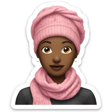 Pink winter pretty black woman with winter pink neck scarf  sticker