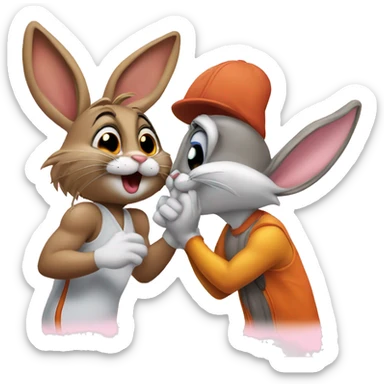 Lola bunny and bugs bunny kissing sticker