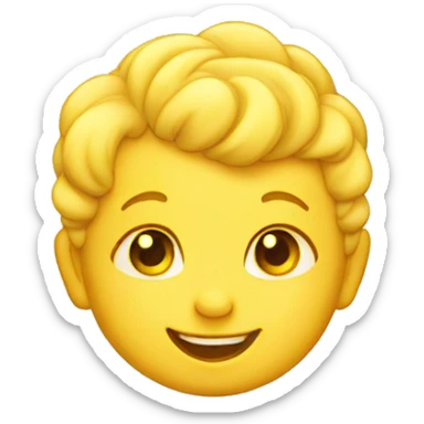 Yellow smiling baby head with 1 curl on top of head sticker