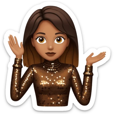 Cindy Herron from En Vogue with tan skin, long dark brown black sequin outfit sticker