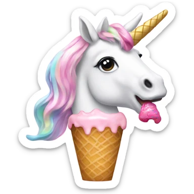 Unicorn eating icecream with preppy nails sticker