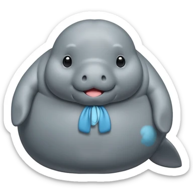 Manatee cute and fat emoji sticker