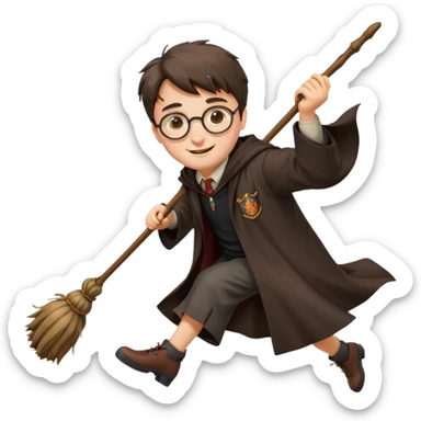 Harry potter flying on a broomstick sticker