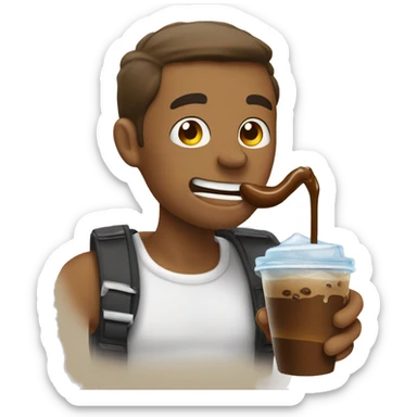 Slurping your iced coffe  sticker
