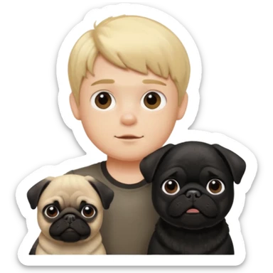 blonde boy with black pug sticker