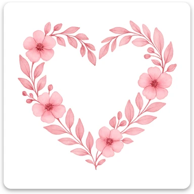 pink wreath heart, remove background sticker